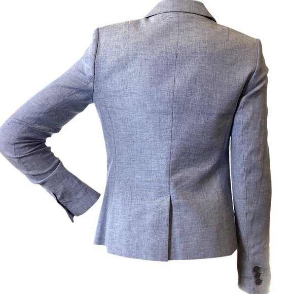 Banana Republic Classic Fit Linen Blend Cross-Weave Blazer Sz 2 Blue #324F - Picture 8 of 11